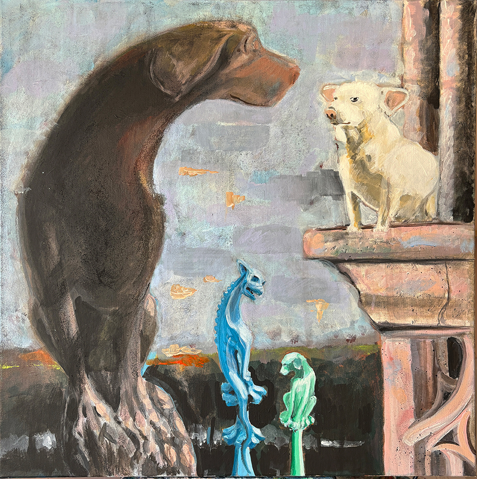 3 STYLITES 
 Acrylique sur toile 70 x 70 cm