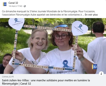 31ème Journée Mondiale de la Fibromyalgie le 12 mai 2024. Les Km Fibro. Reportage de Canal 32 du 14 mai 2024.