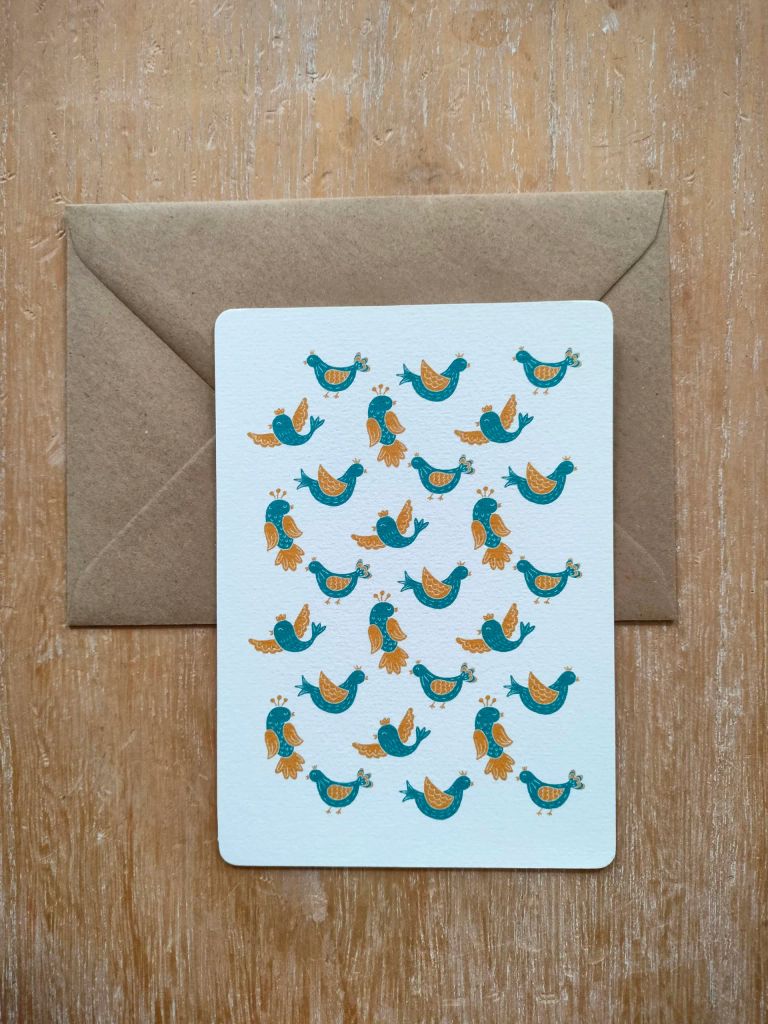 Carte motifs oiseaux