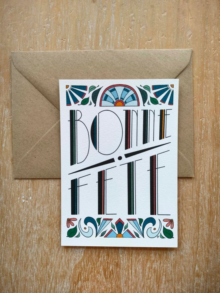 Carte bonne fete art deco