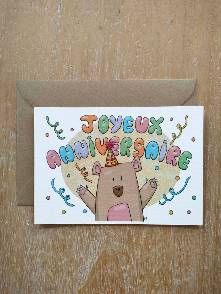 Carte joyeux anniversaire ours