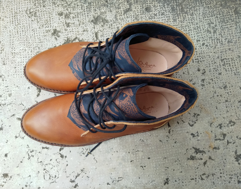 Anna bauer bottines camel ich bin ein createur serigraphie
