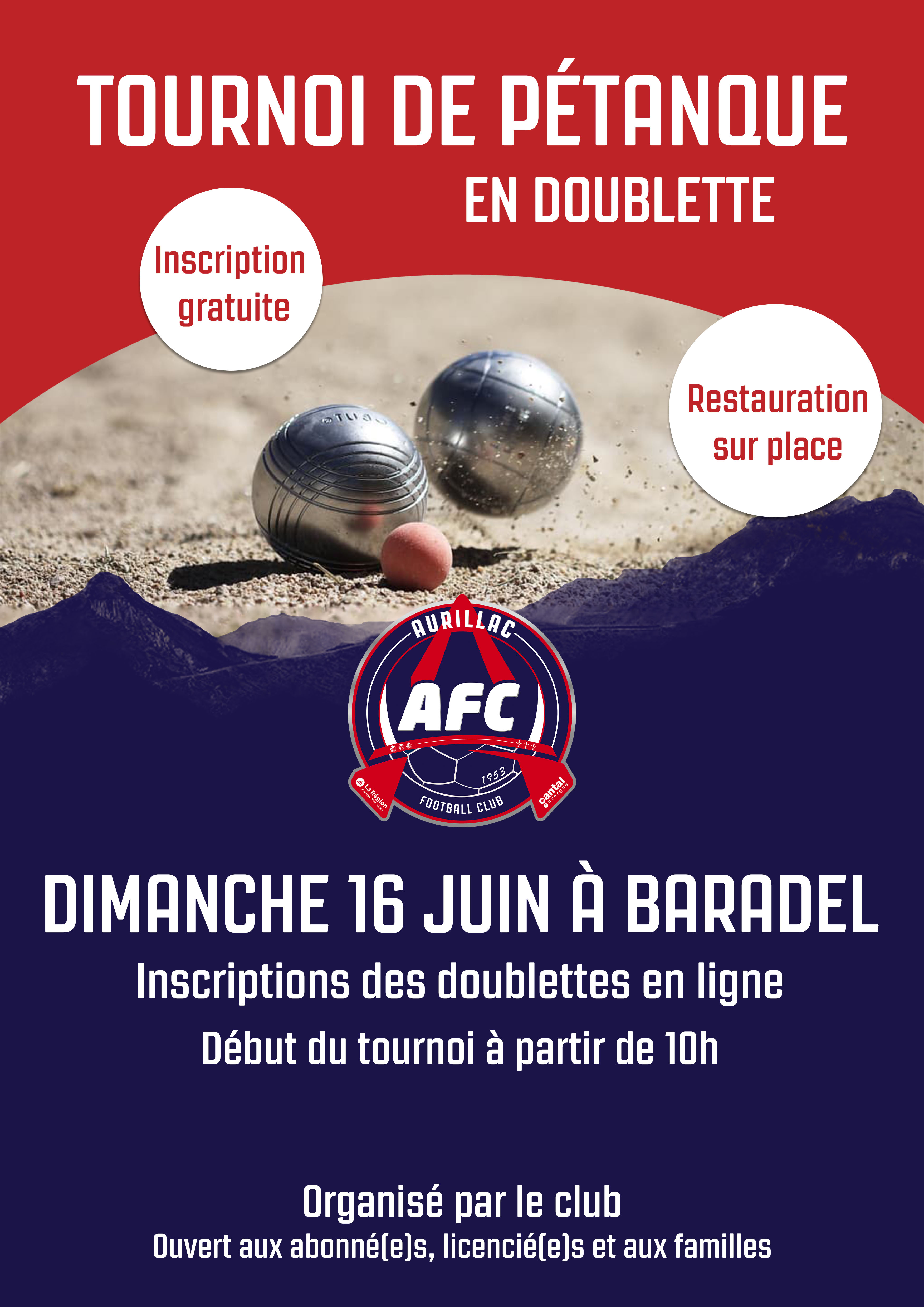 Inscription au tournoi de pétanque en doublette