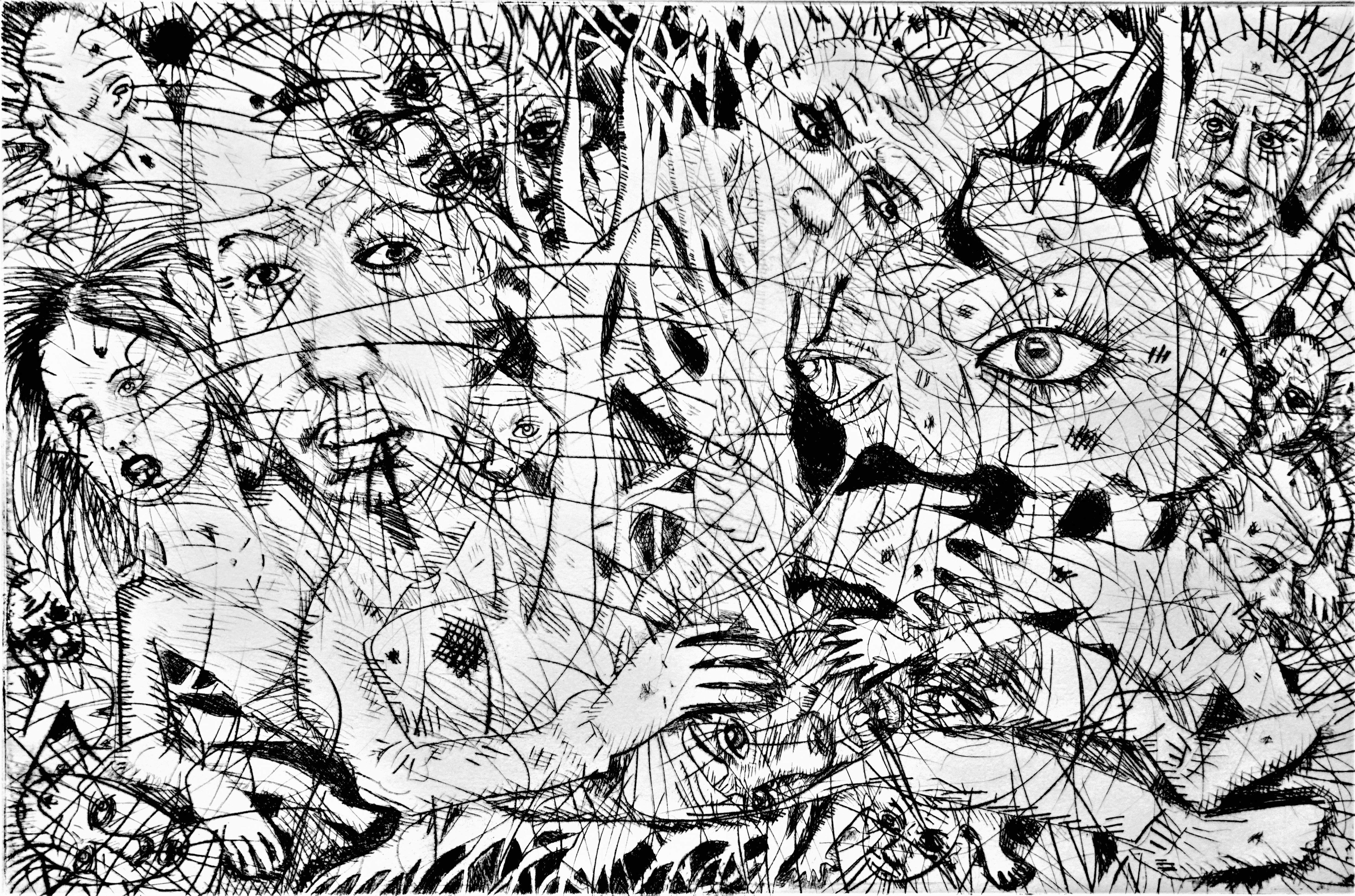 6 pointe seche sur zinc de fevrier 2022 20x 30 cm auteur mikael kervennic