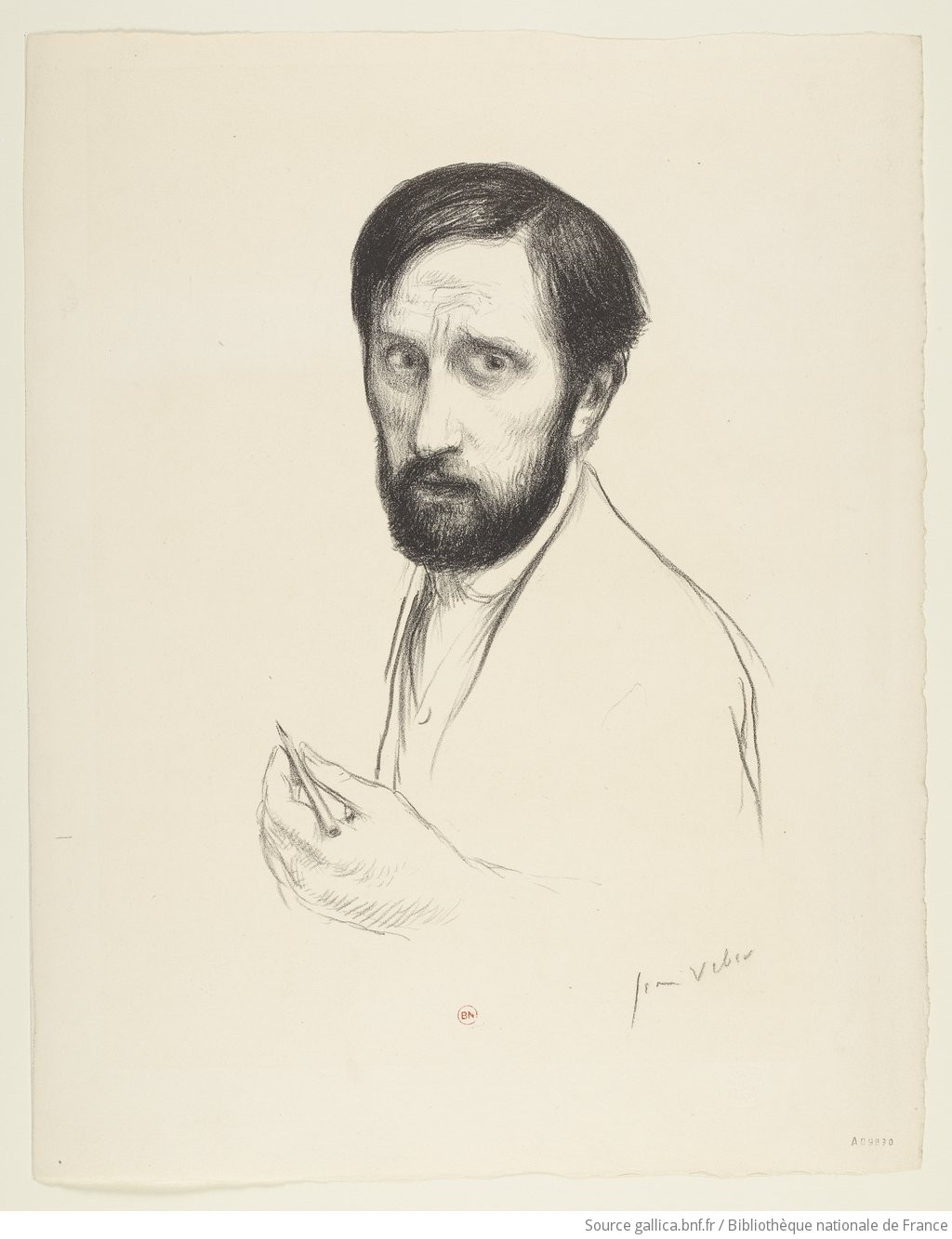  autoportrait au crayon     estampe   veber jean btv1b8577551f