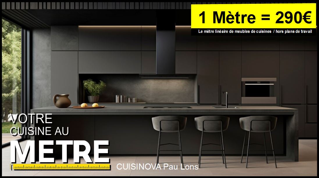 Cuisine noire gris graphite noir pau lons idron lescar