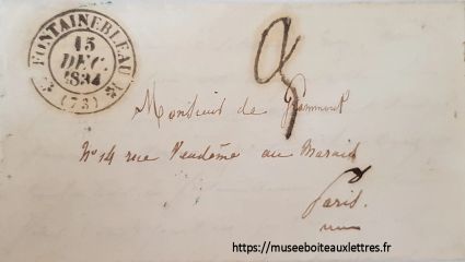 lettre taxée 3 décimes fontainebleau 1834.