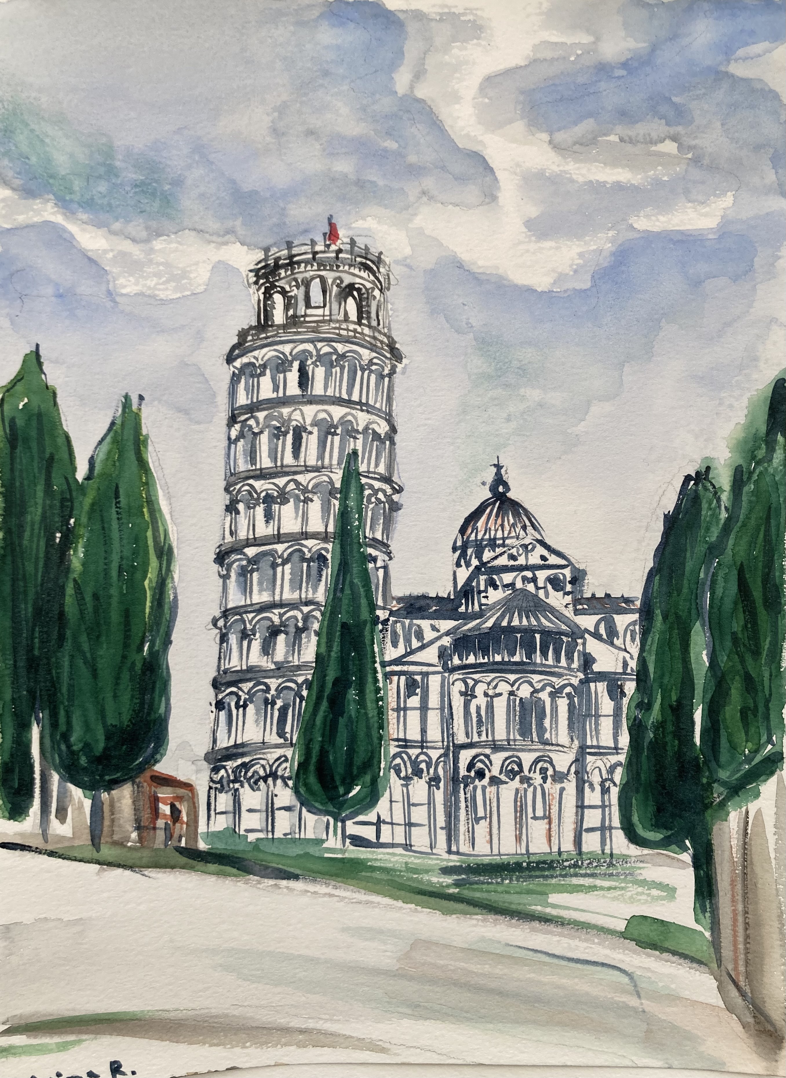 Italie pise aquarelle irinart