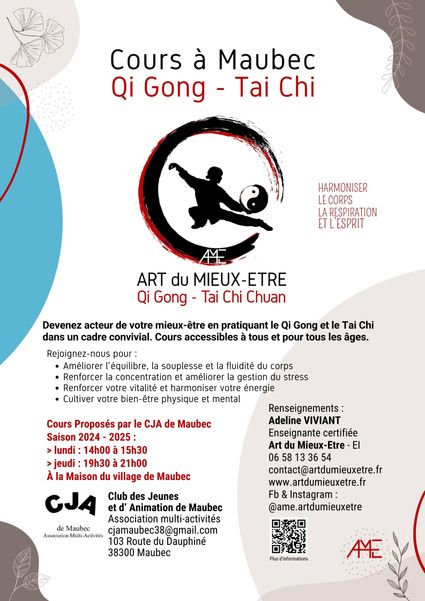 cours de qi gong et tai chi à Maubec en Isère, Art du Mieux-Etre, Adeline VIVIANT