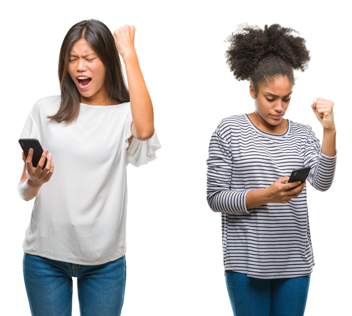 Smartphone fille contente