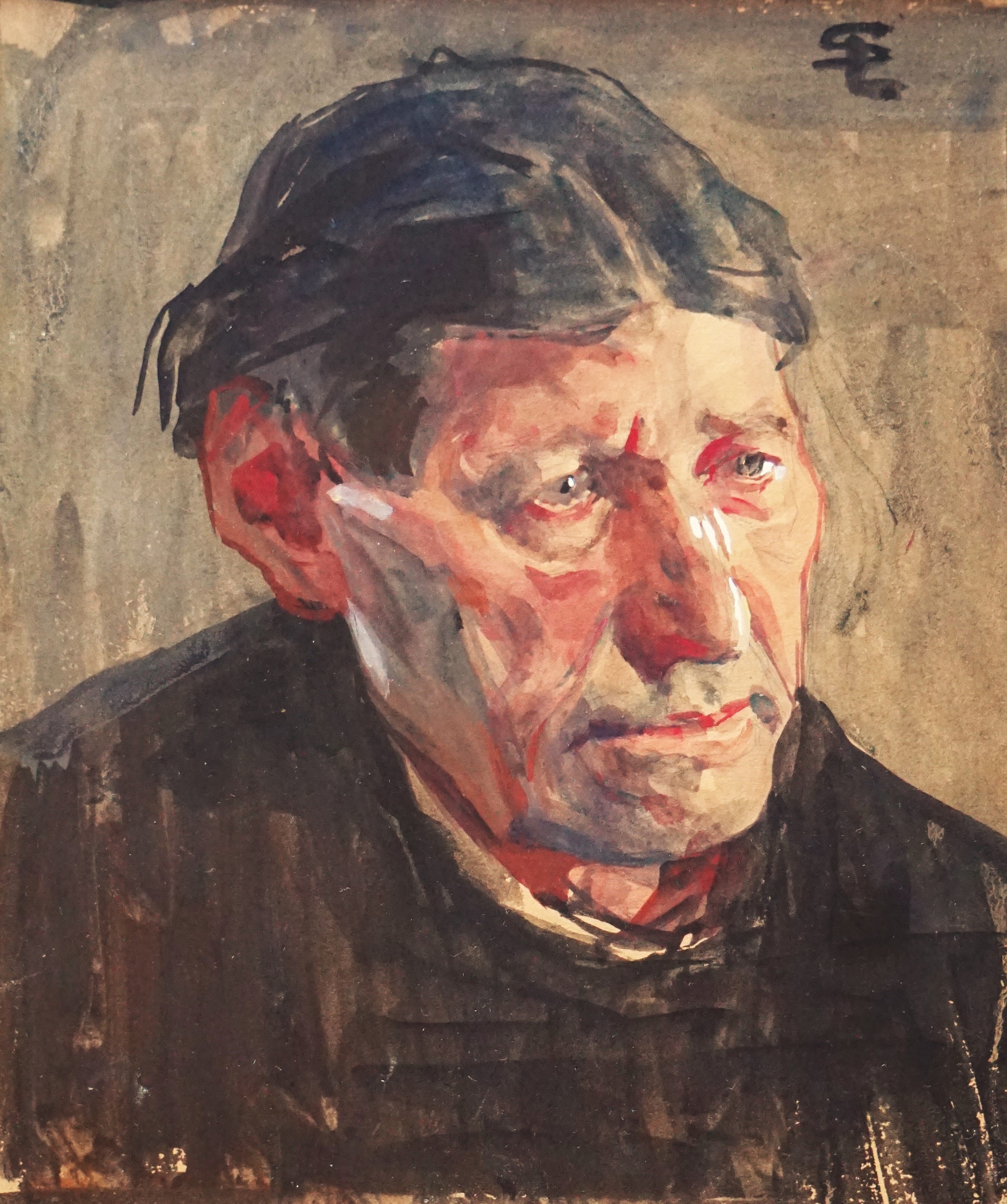 Aquarelle de lucien simon portrait d homme