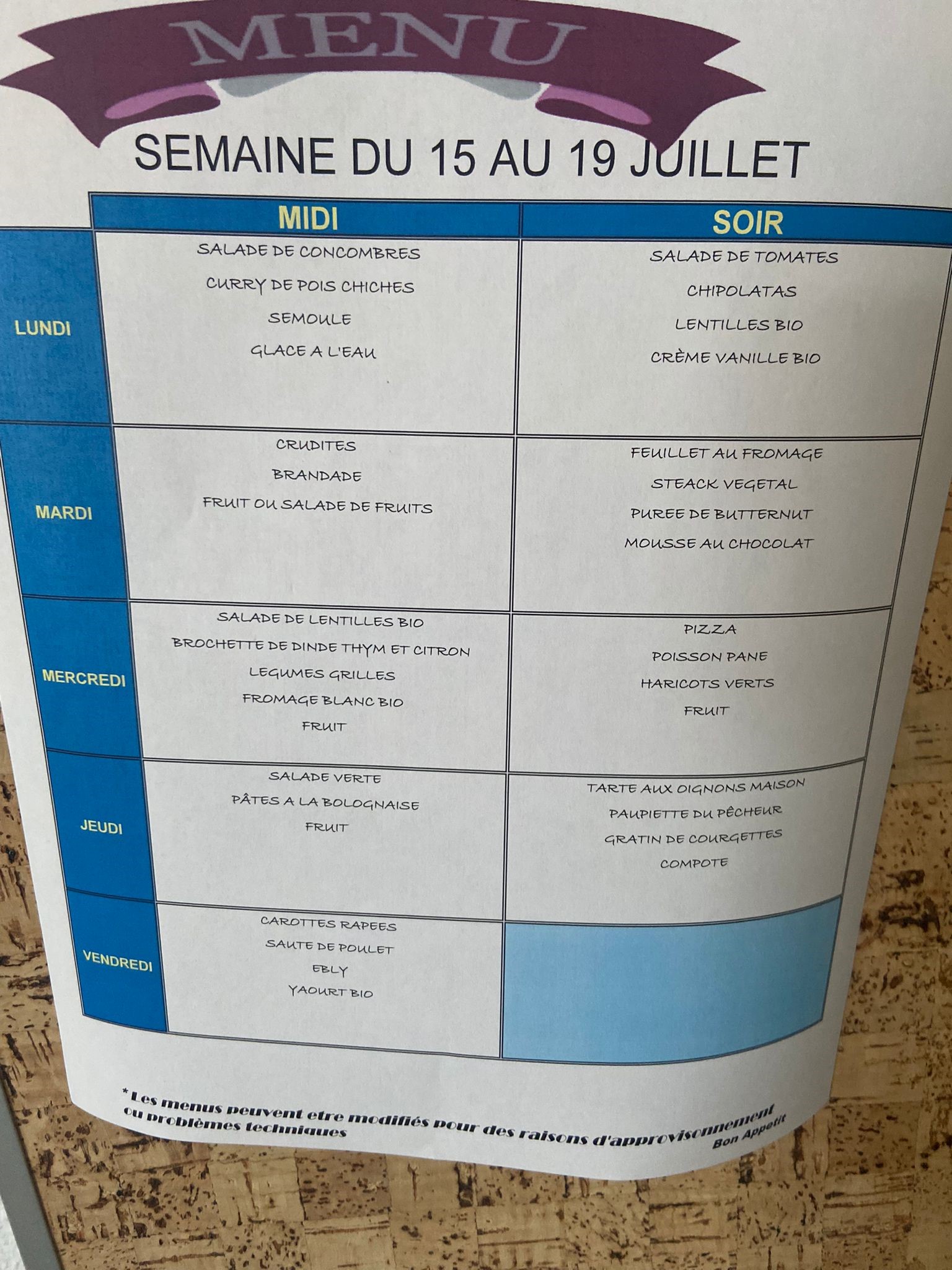Menus