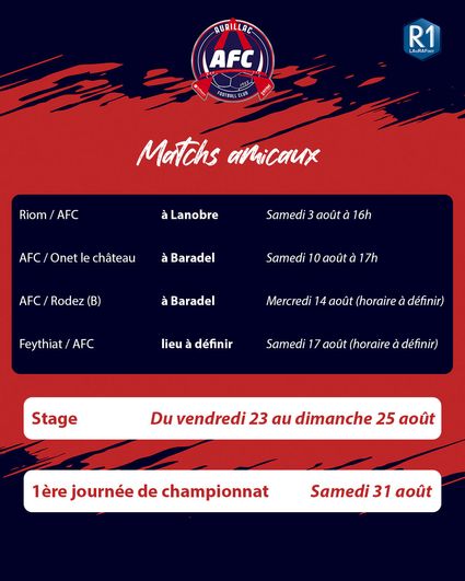 Programme des matchs amicaux du groupe R1