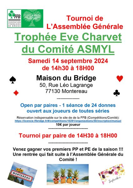 Samedi 14 septembre : Trophée Eve Charvet - 14h30 Suite à AG 