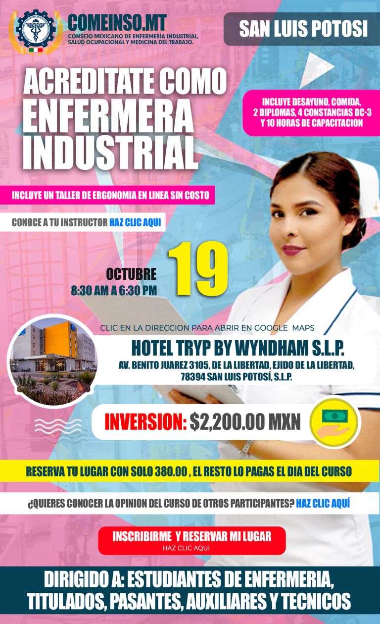 Informes curso presencial formacion de enfermeras industriales en san luis potosi