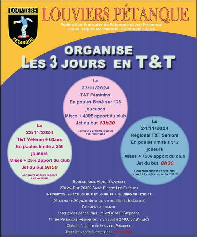 Les 3 jours en t a t louviers 22 23 et 24 novembre 2024