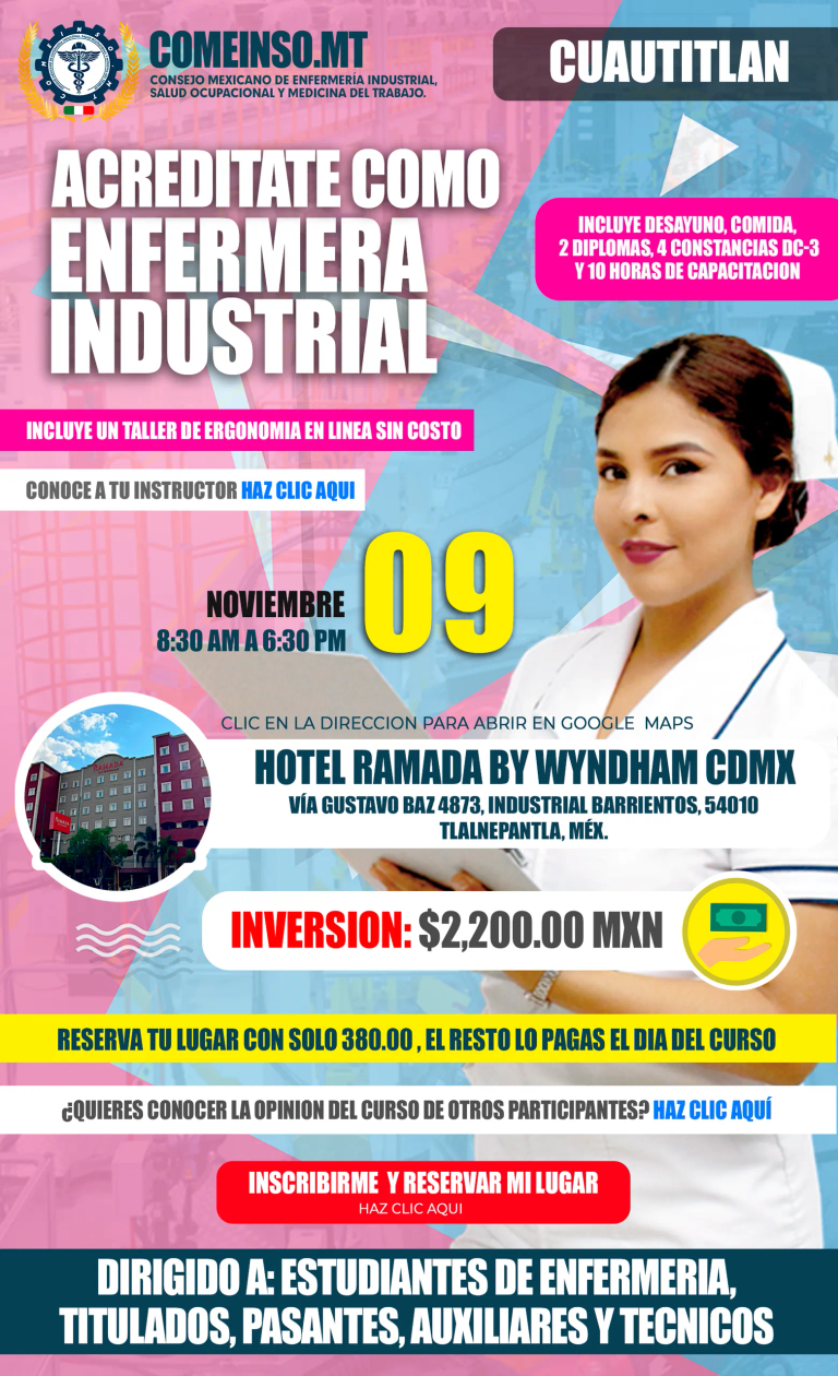 Informes curso presencial formacion de enfermeras industriales en cuautitlan izcalli