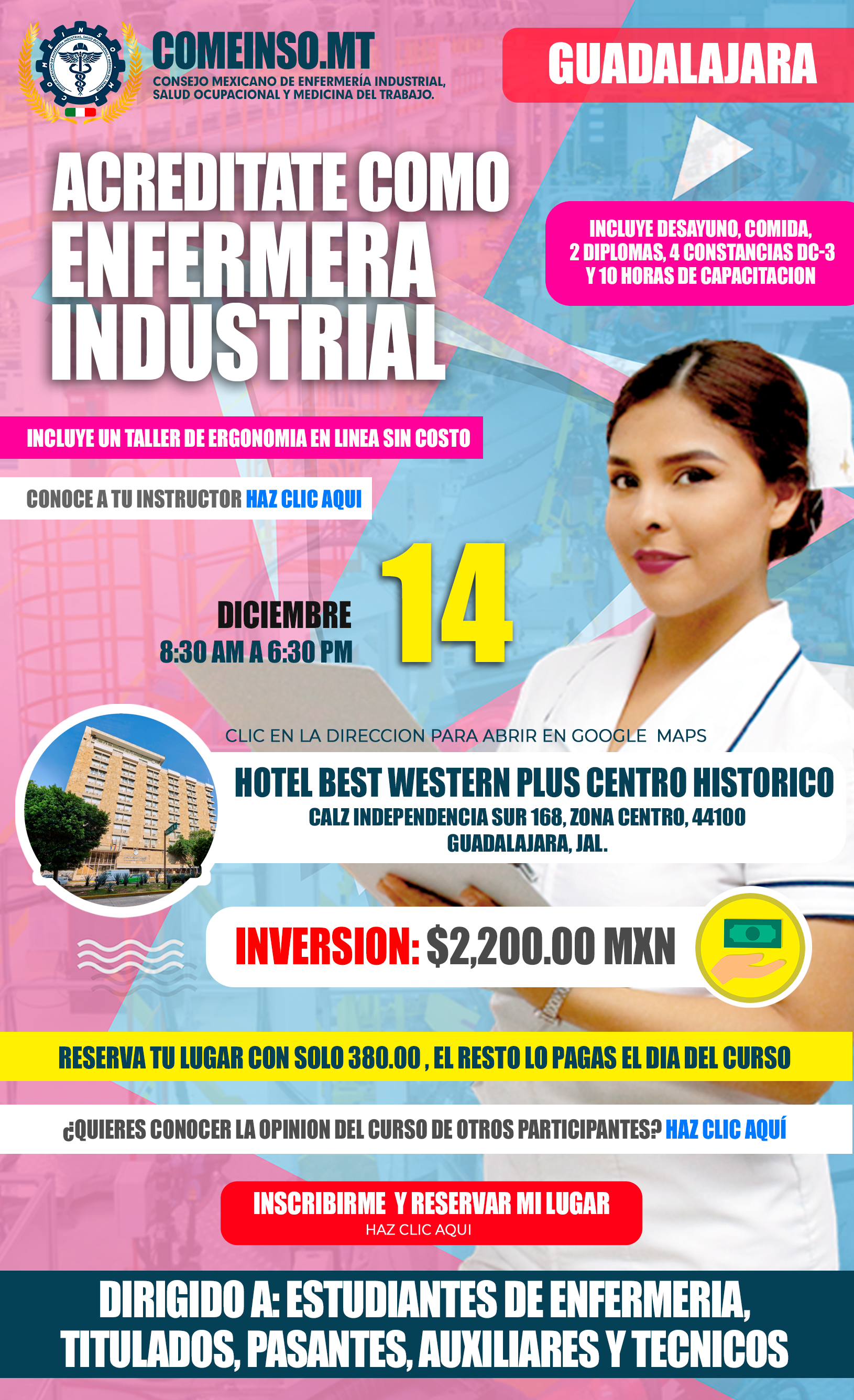 Informes curso presencial formacion de enfermeras industriales en guadalajara jalisco