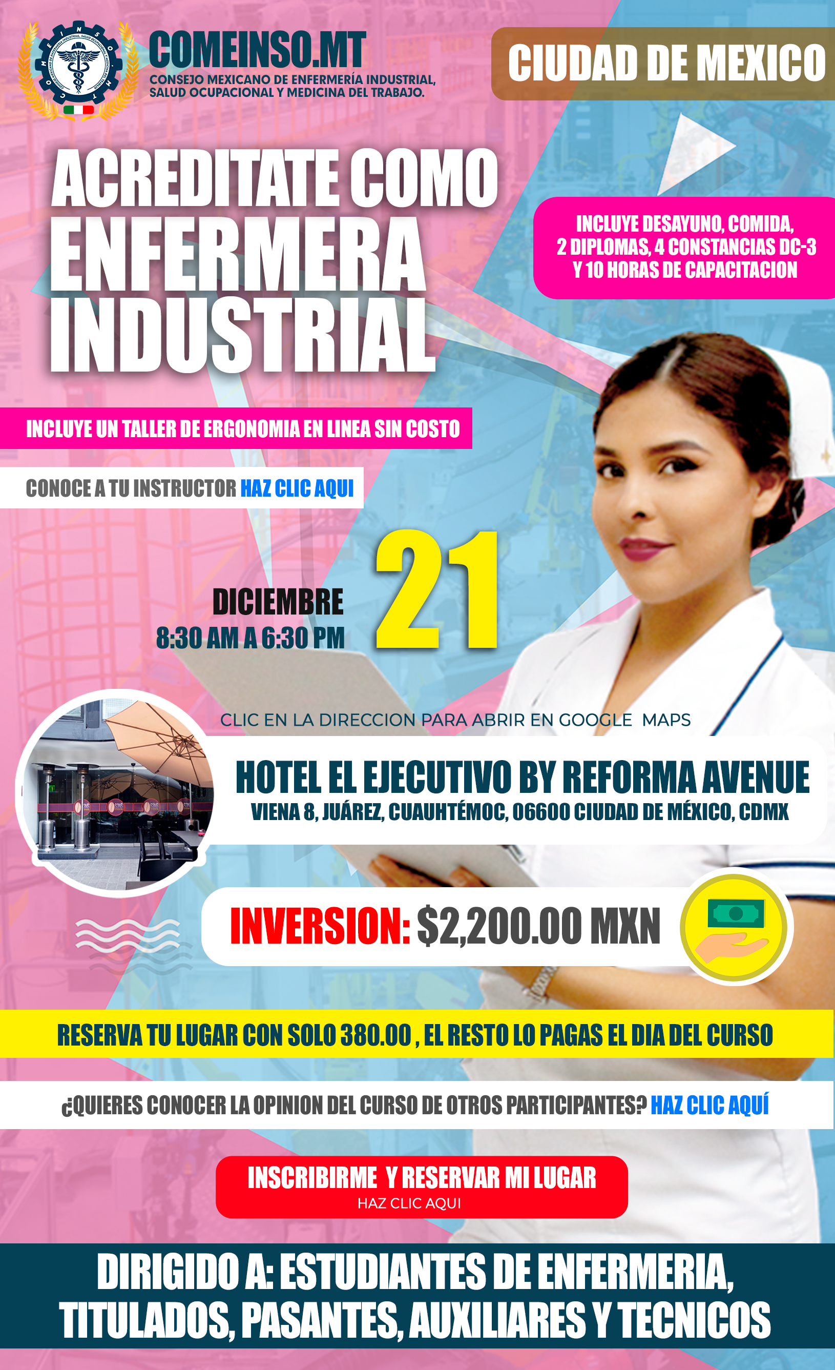 Informes curso presencial formacion de enfermeras industriales en ciudad de mexico