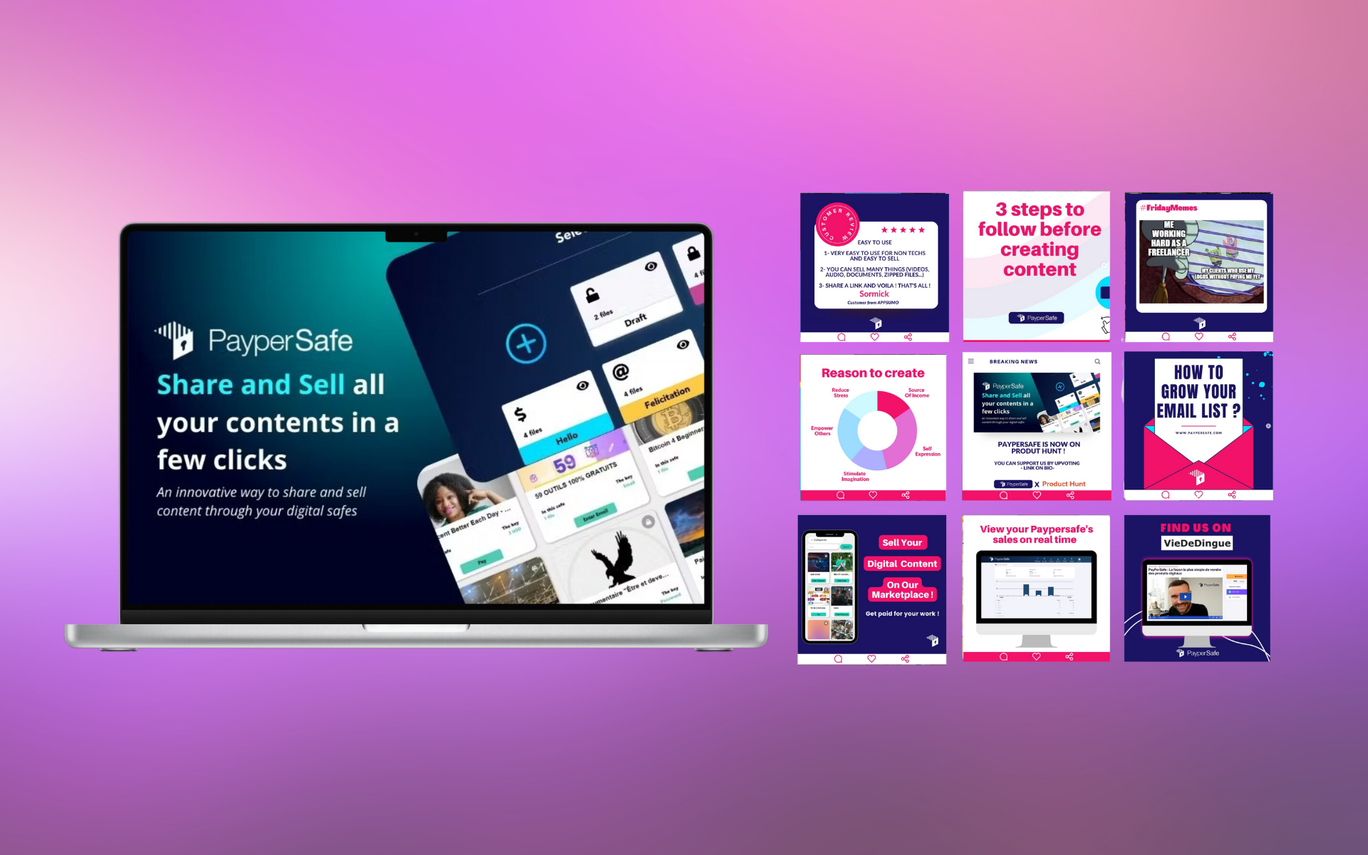 Mockup paypersafe application feed instagram