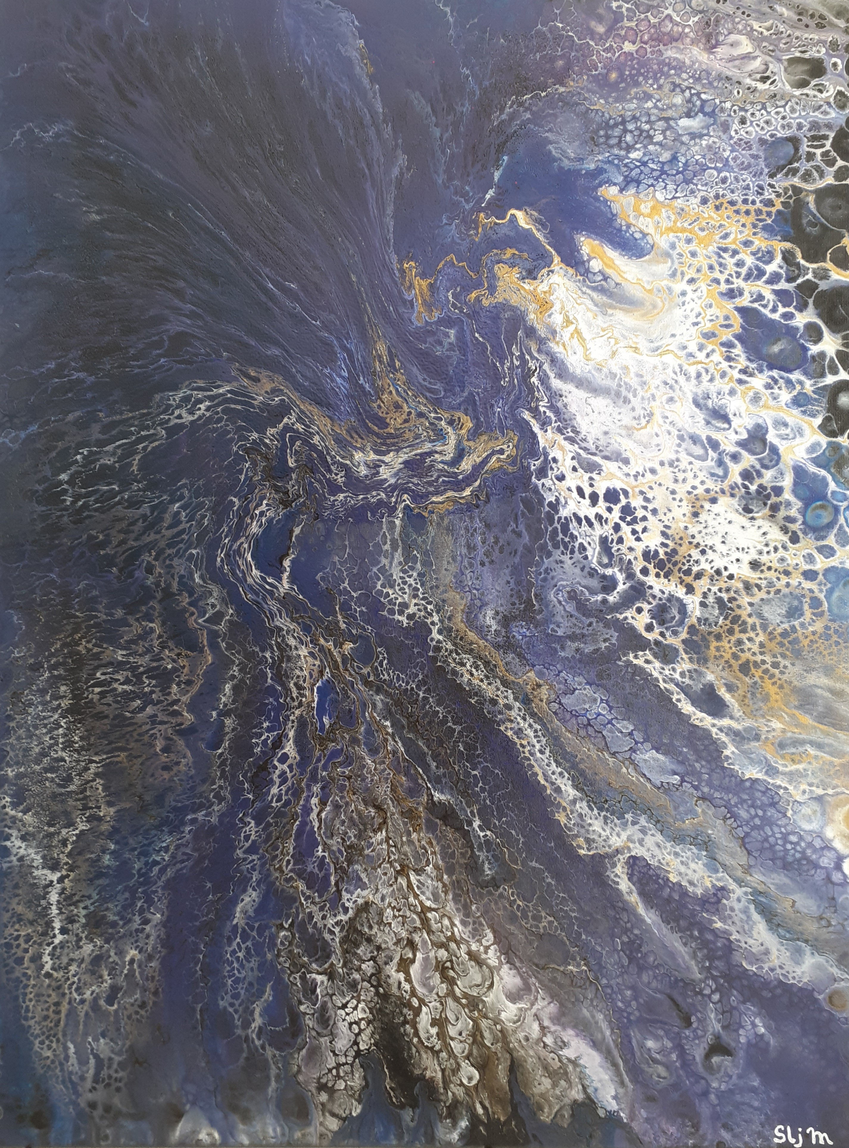 Snowy Mountains, 80 x 60, Acrylique fluide sur toile