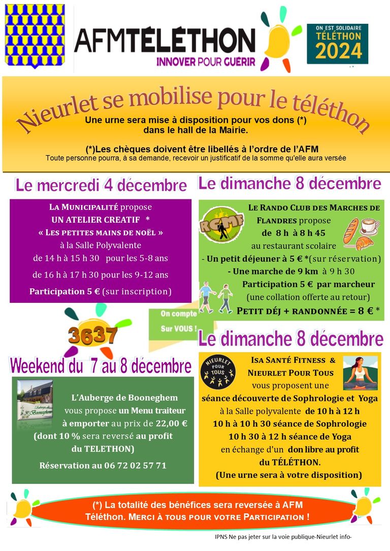 Programme telethon 2024 rcmf auberge atelier