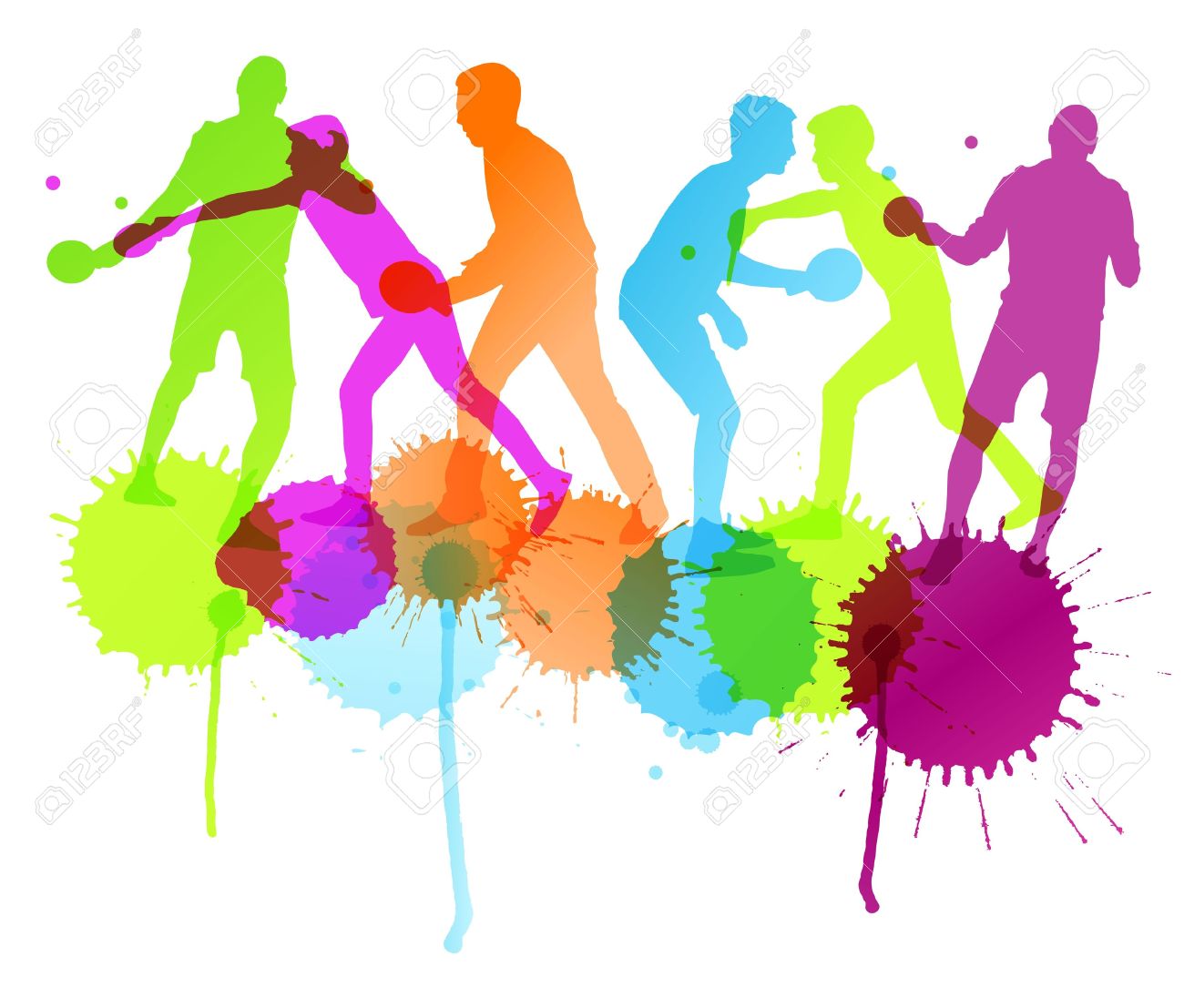 21445962 table tennis player silhouettes ping pong vector background with ink splashes stock vector