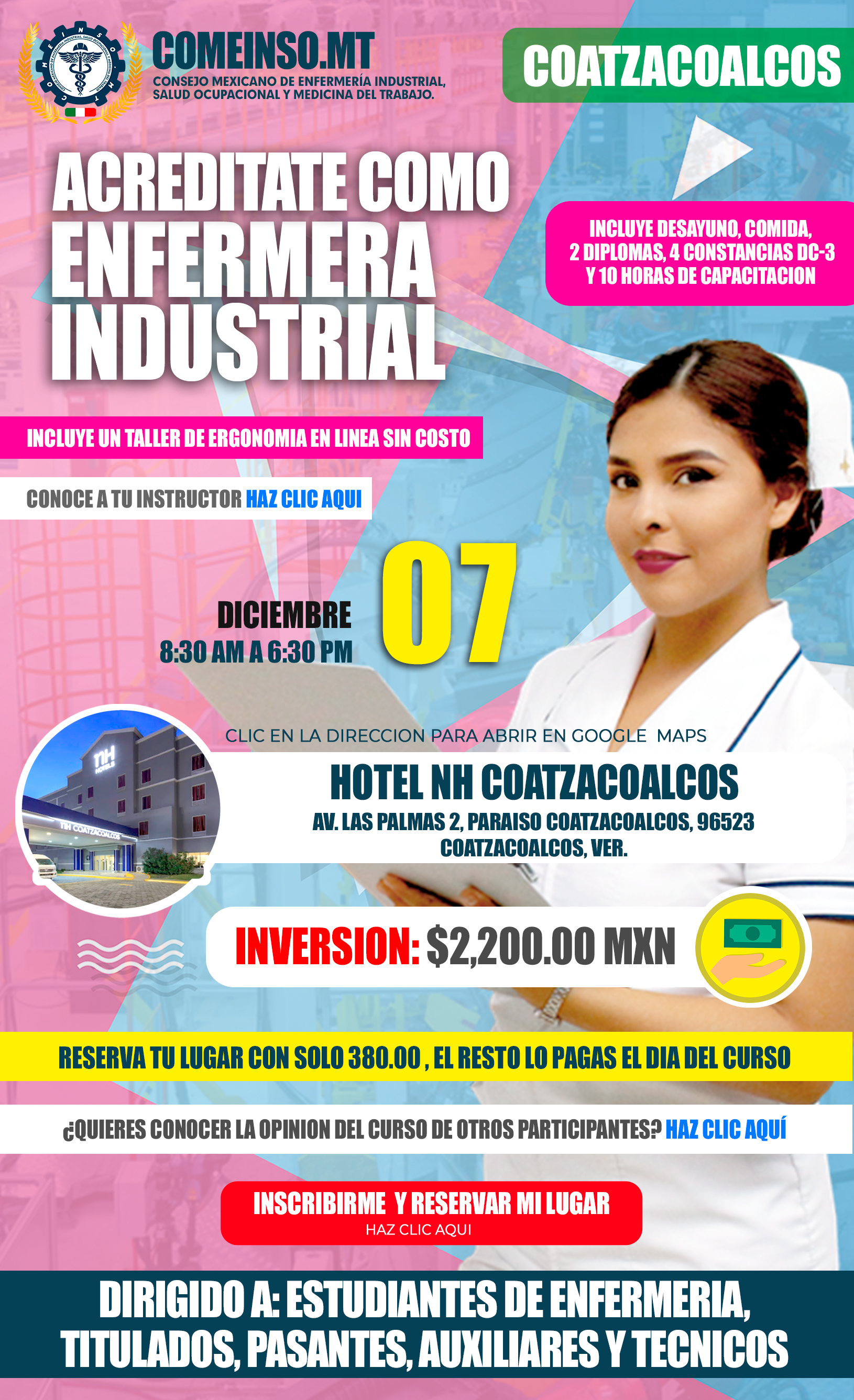 Informes curso presencial formacion de enfermeras industriales en coatzacoalcos 7 dic 2024