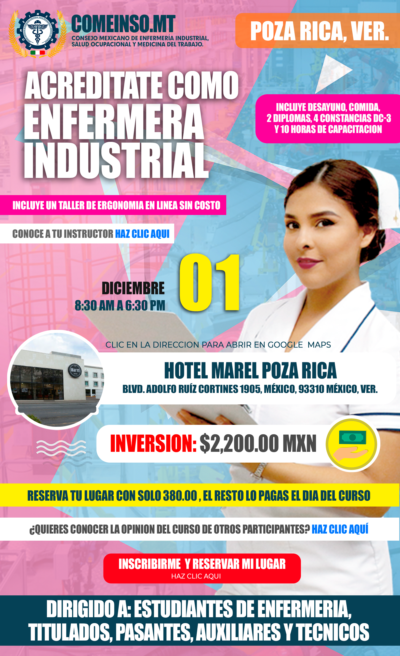 Informes curso presencial formacion de enfermeras industriales en poza rica veracruz