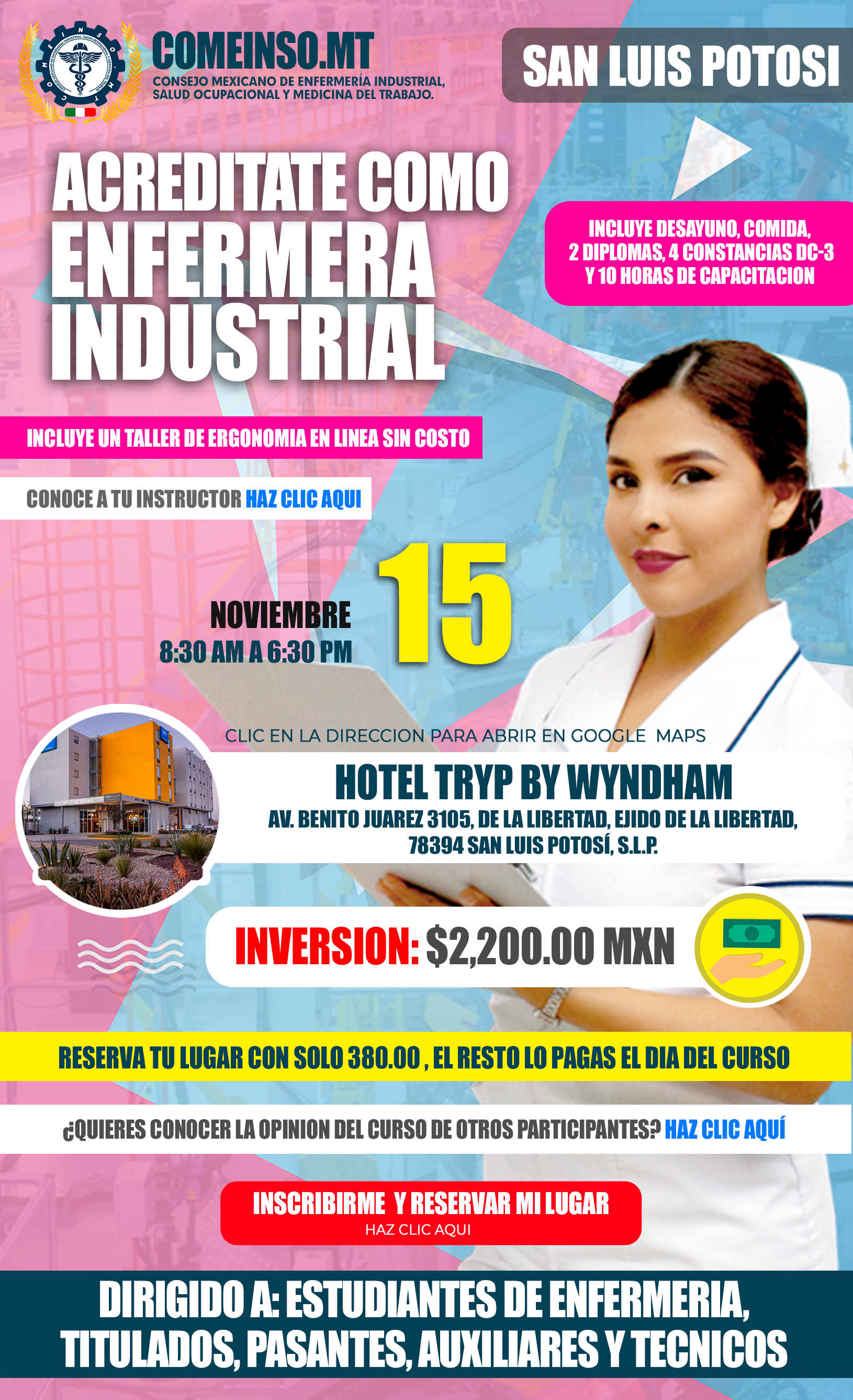 Informes curso presencial formacion de enfermeras industriales en san luis potosi nov 2024