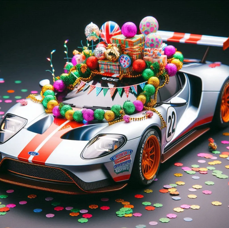 GT-car-with-festive-decorations-for-a-party-and-birthday-celebration