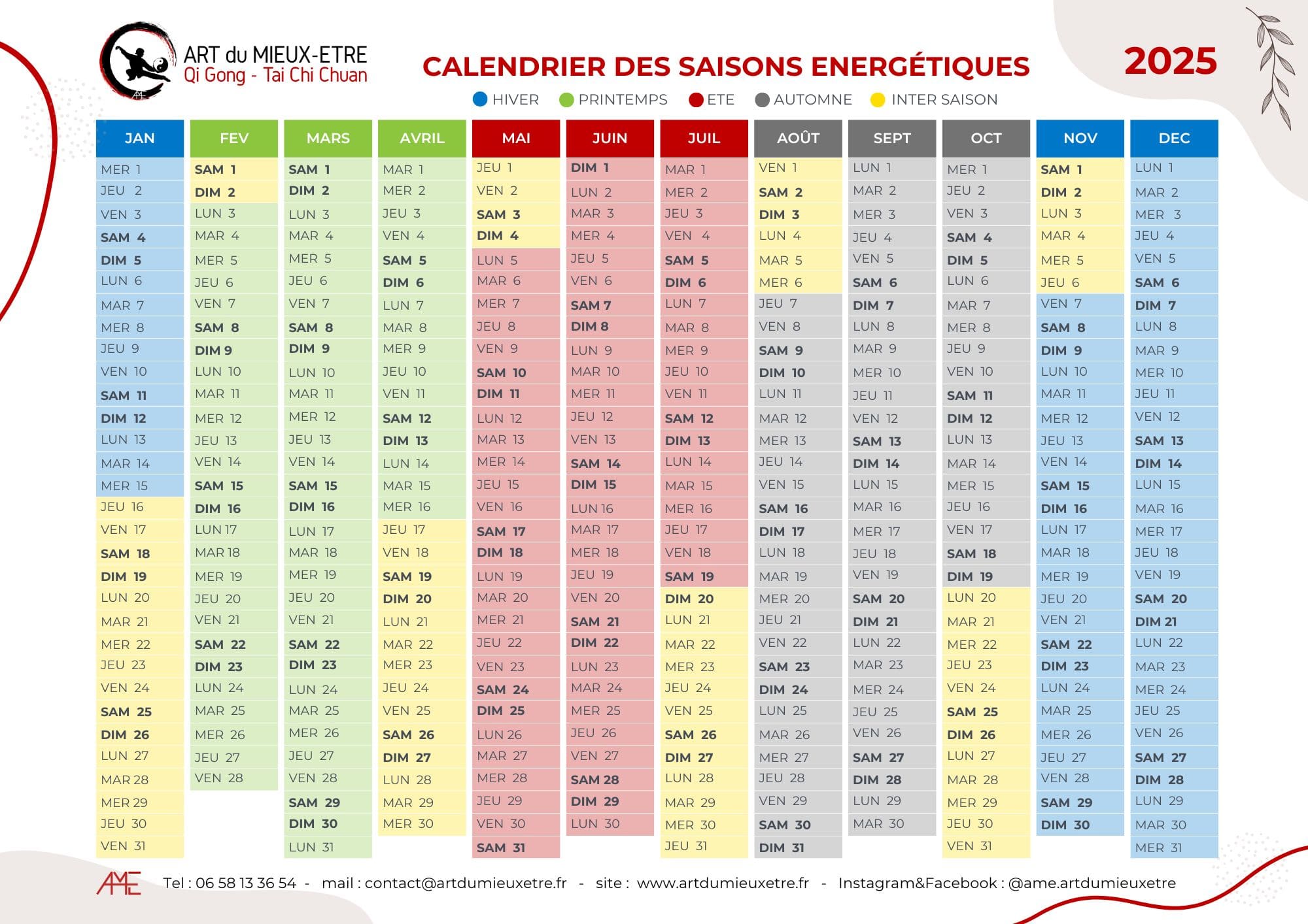 Calendrier energetique chinois 2025 ame art du mieux etre adeline viviant jpg