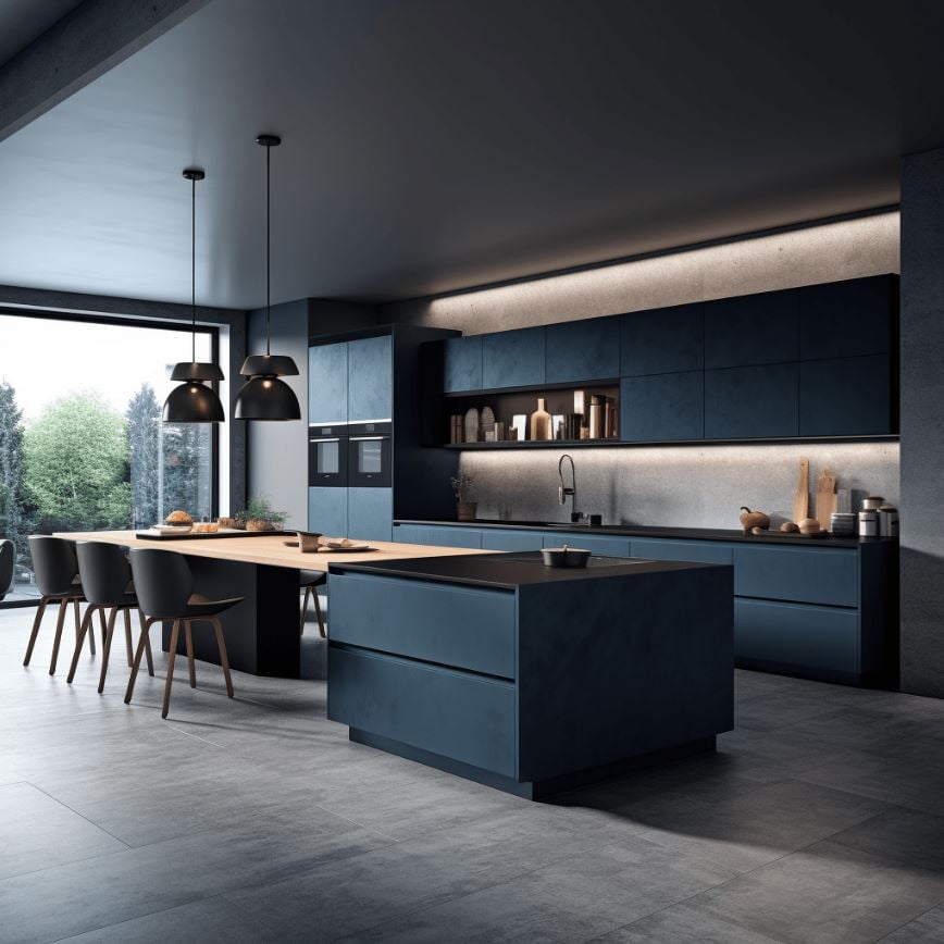 2 cuisine bleu nuit moderne bleu canard 1 