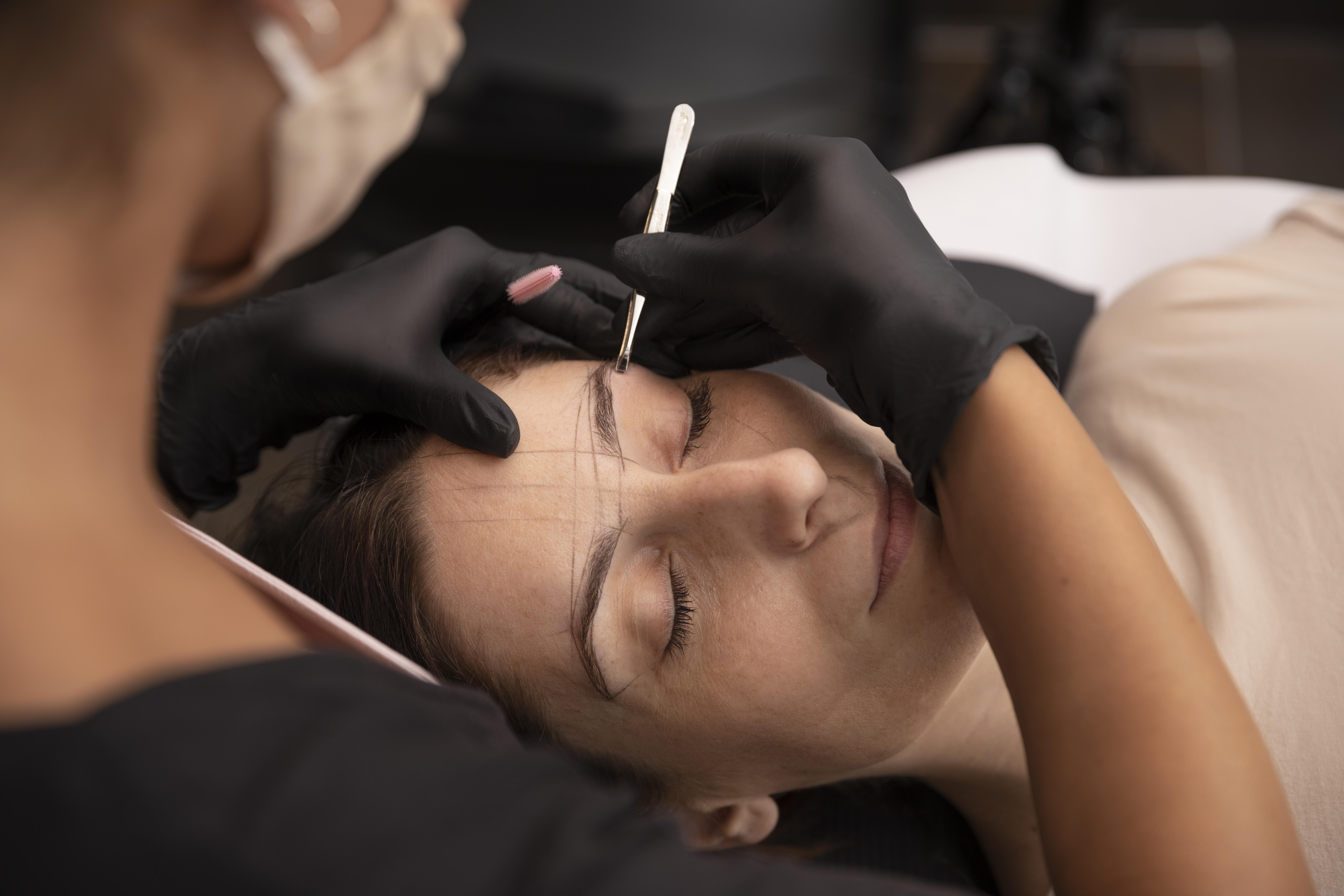 Woman-going-through-microblading-treatment