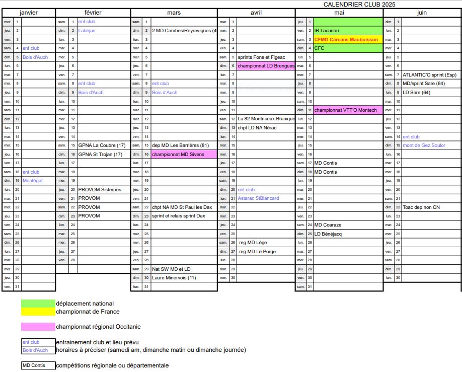 NEWS!!!!
LE CALENDRIER CLUB DU  1er SEMESTRE 2025
DOUBLE CLIC >ICI< 