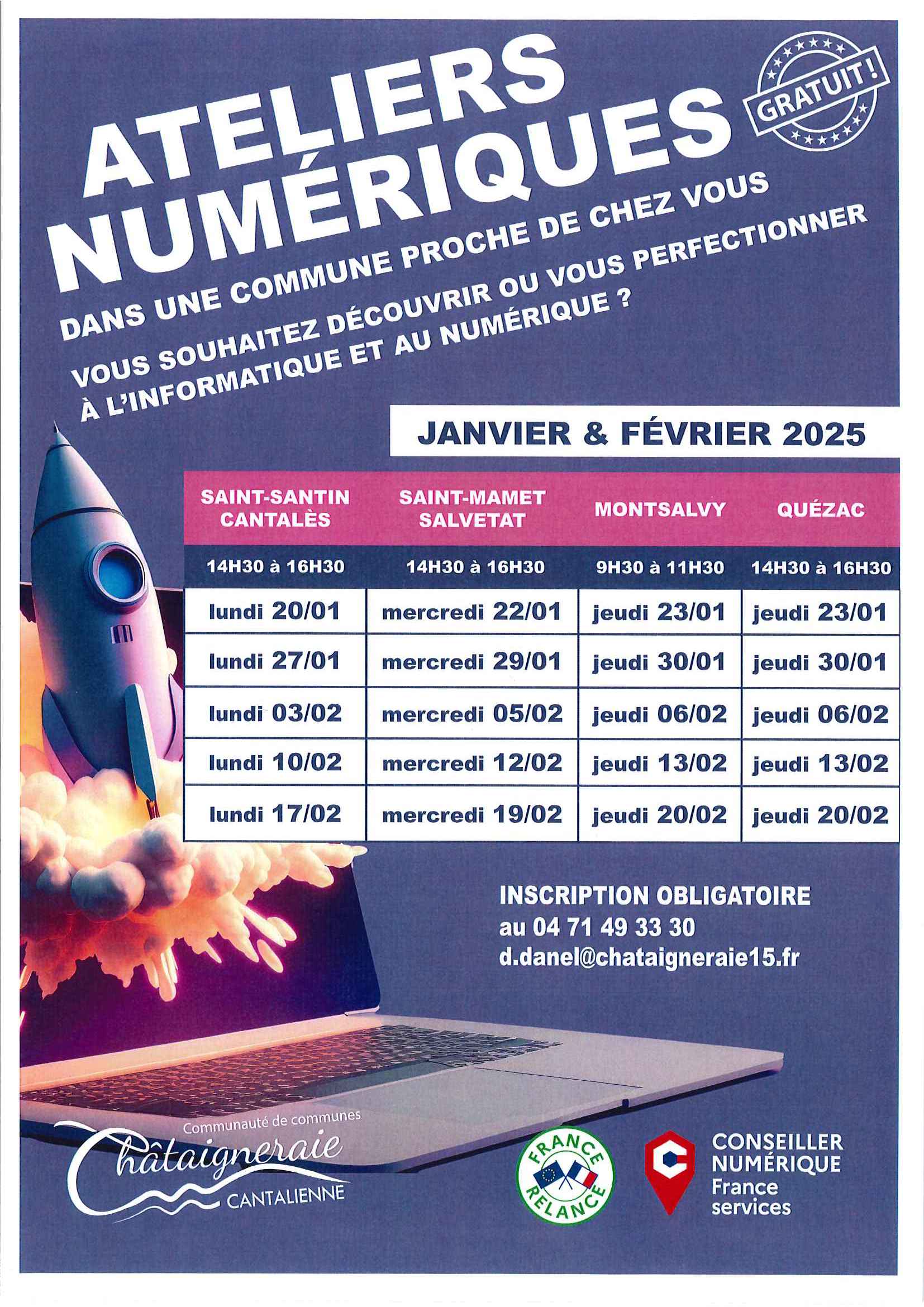 ATELIERS NUMÉRIQUES JANVIER FEVRIER 2025