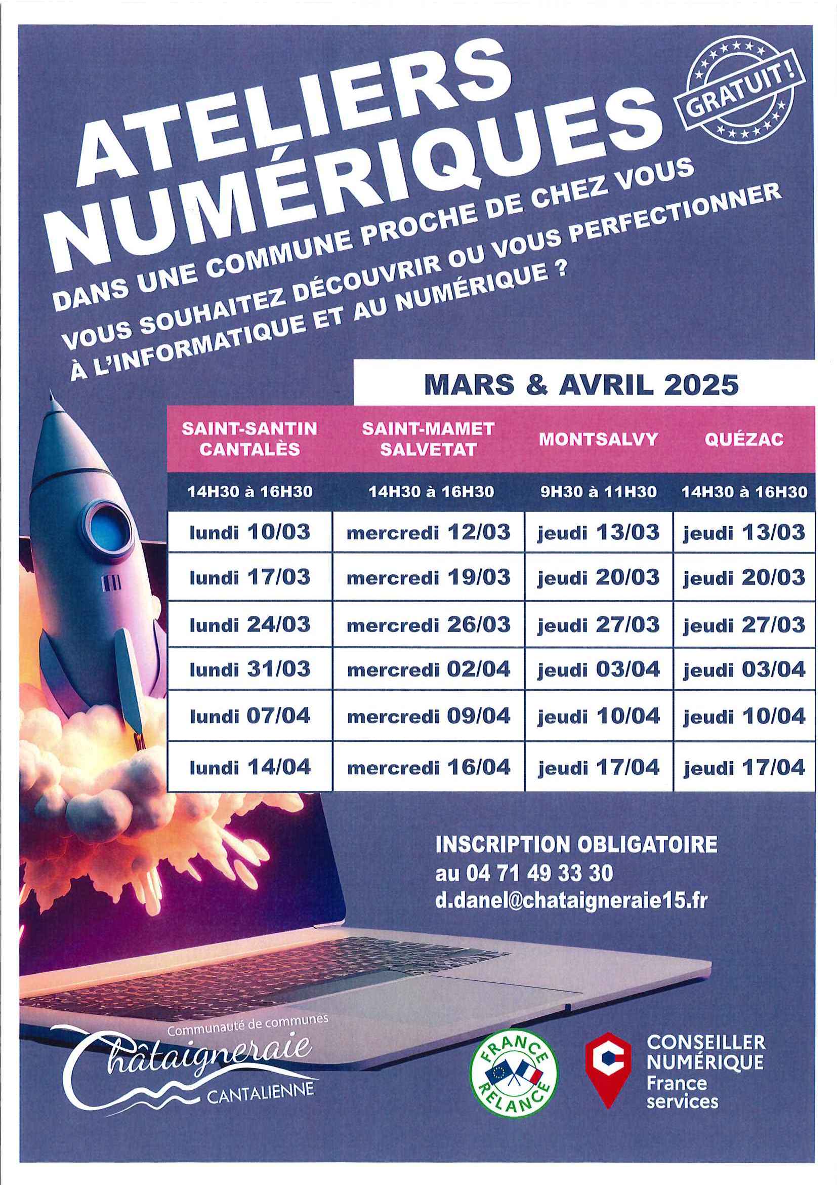 ATELIERS NUMÉRIQUES MARS AVRIL 2025