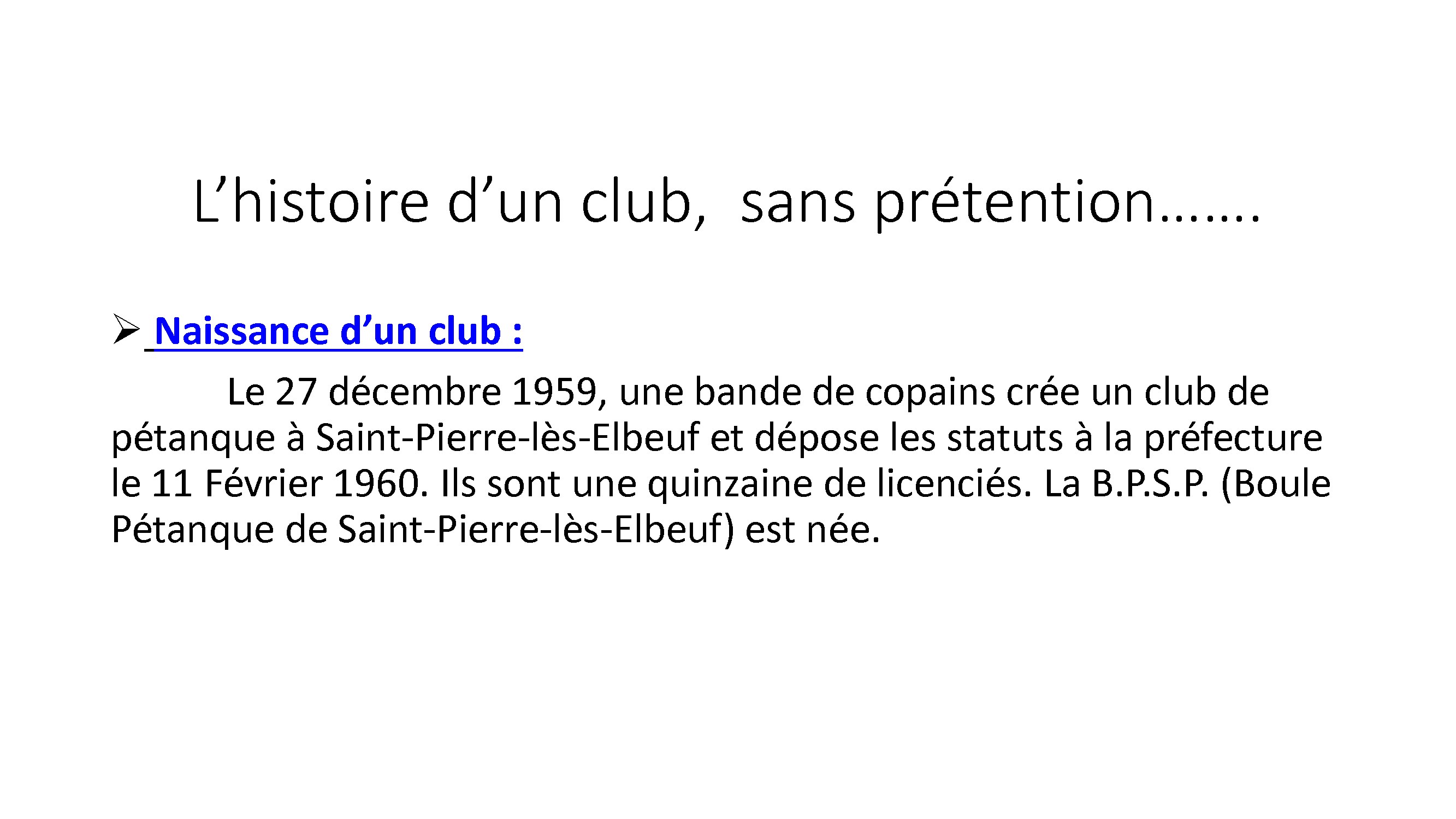 Historique d un club bpsp conv 2