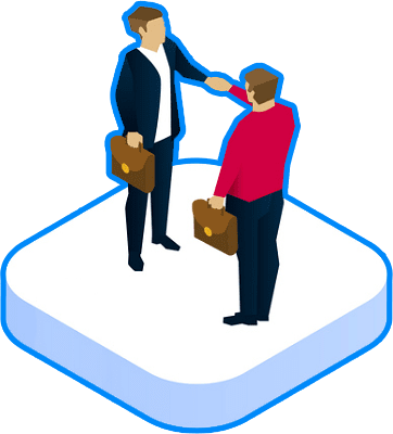 Icone Management de Transition. Deux businessmen se serrent la main.