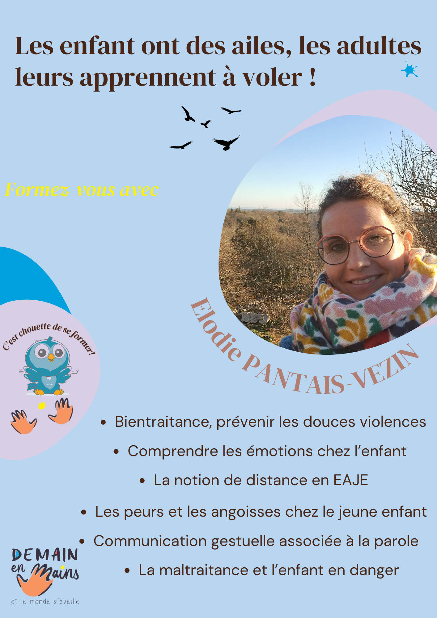 Flyer-Formation-Developpement-personnel-moderne-circulaire-marron-rose-gris