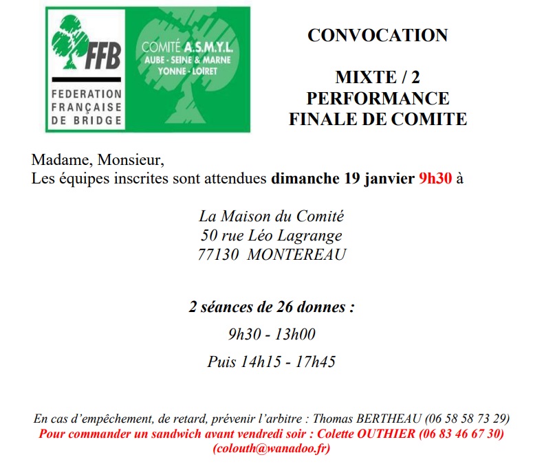 CONVOCATION MIXTE / 2 PERFORMANCE 