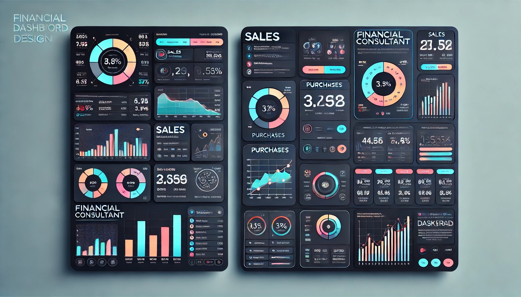 Dashboard design concept for a financial consultant specializing in data science