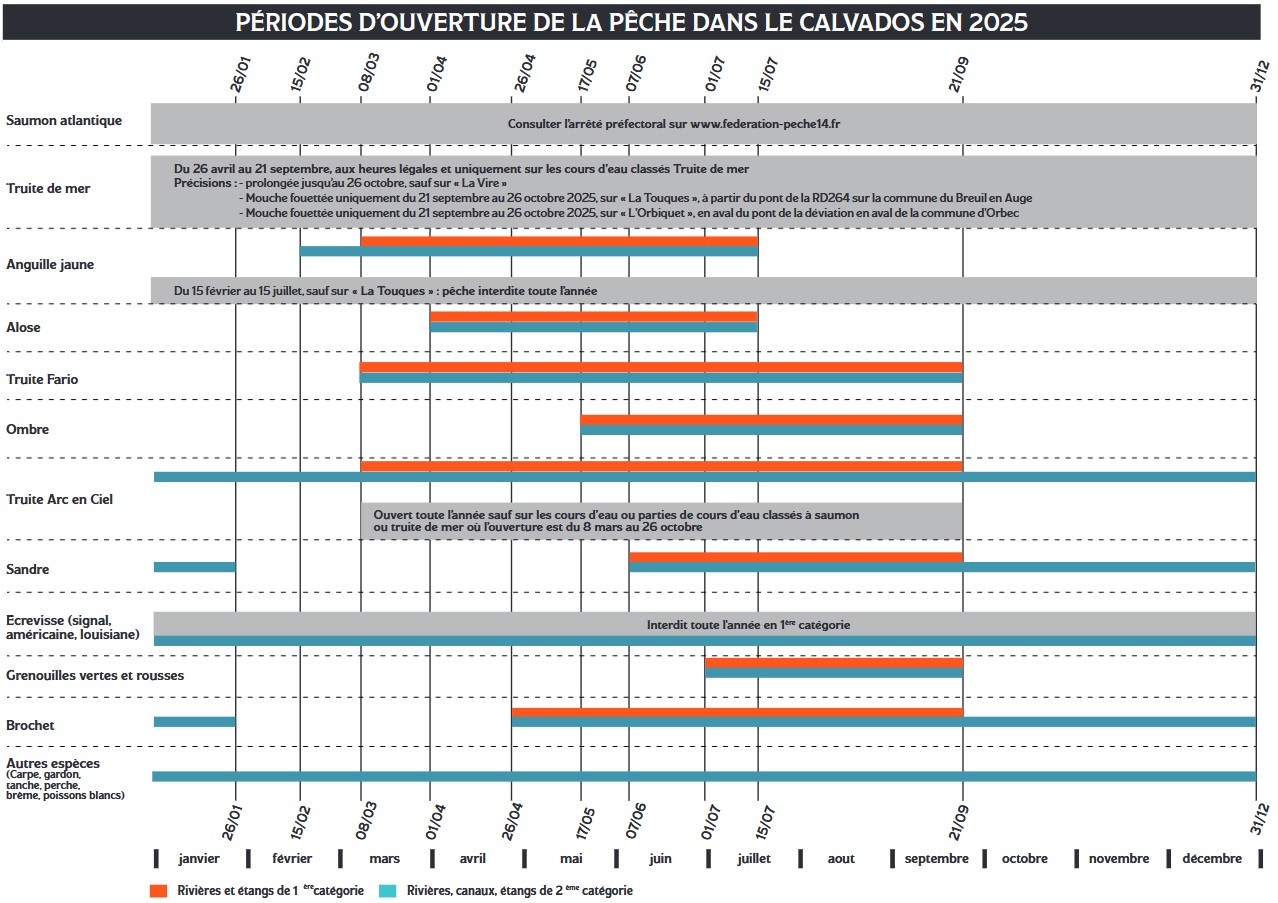 Période d'ouverture de la pêche 2025