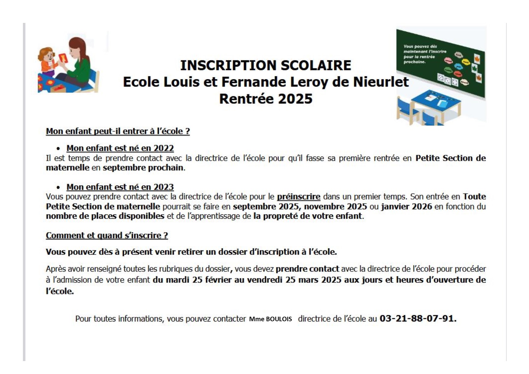 Inscription ecole