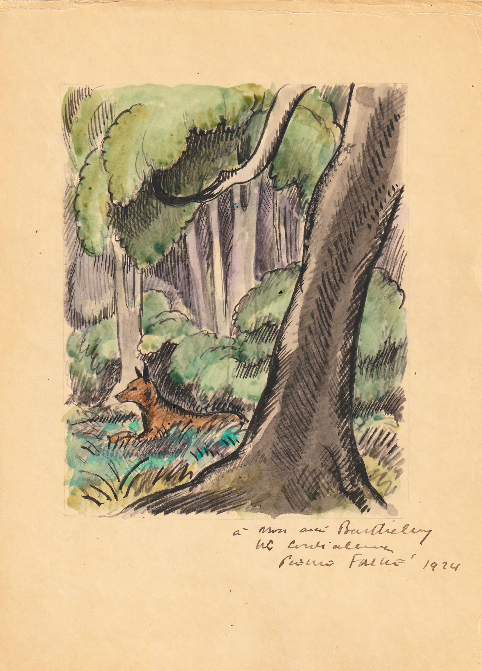 Falke encre et aquarelle 1924
