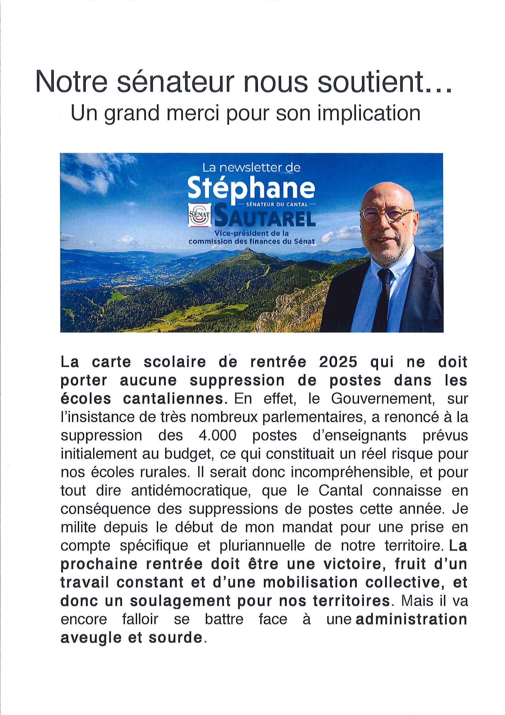 NOTRE SENATEUR NOUS SOUTIENT... 