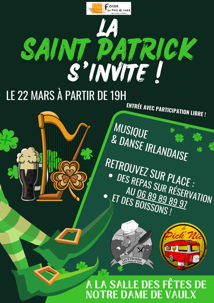 Saint Patrick - le 22 Mars 2025 à 19h