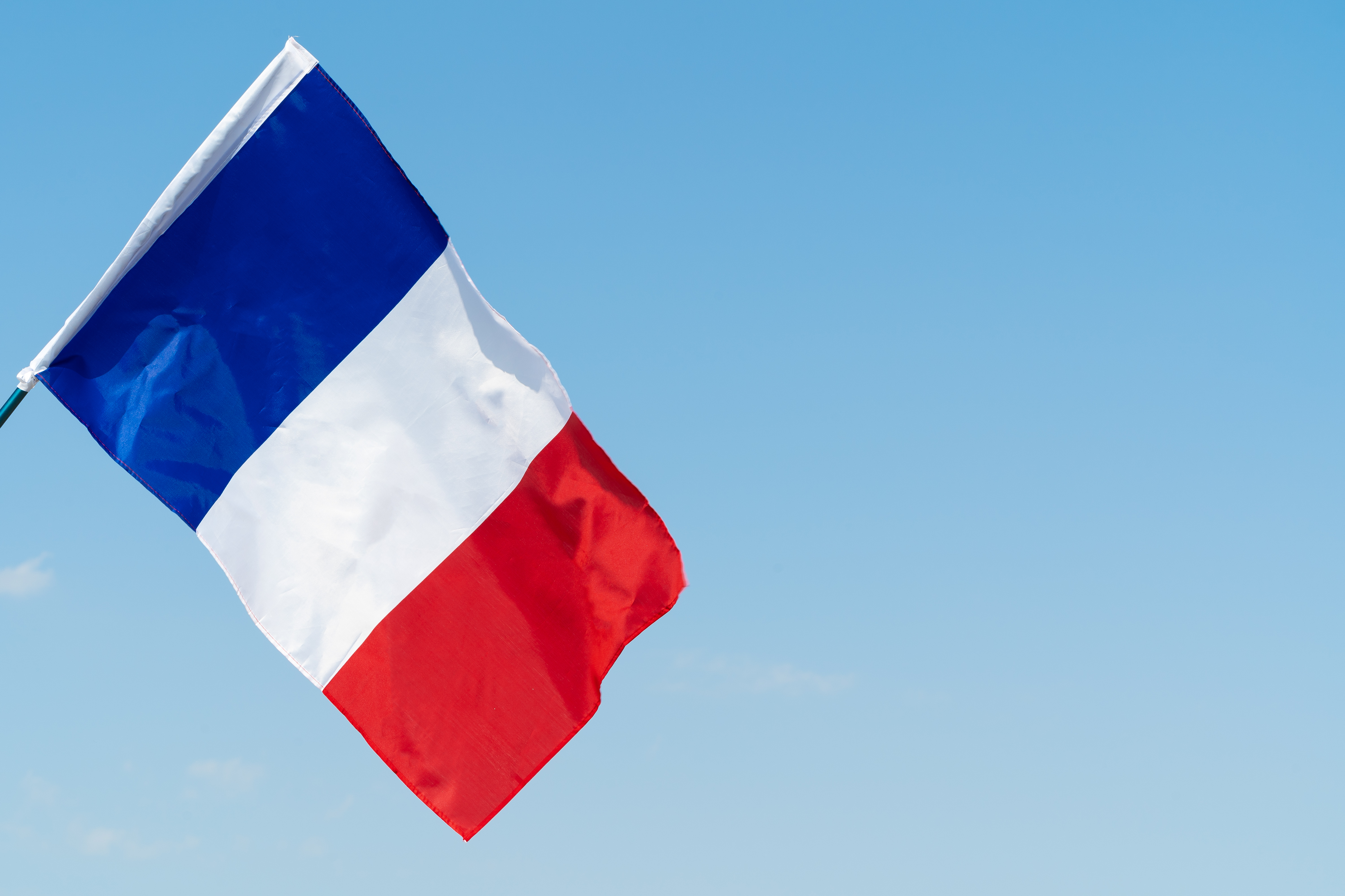 Flag france waving wind sky