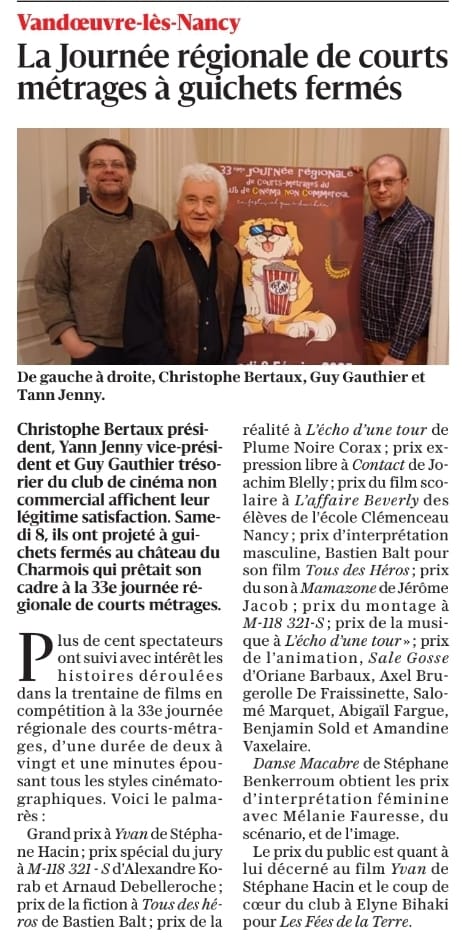 Article dans l'Est Républicain du 15 février 2025