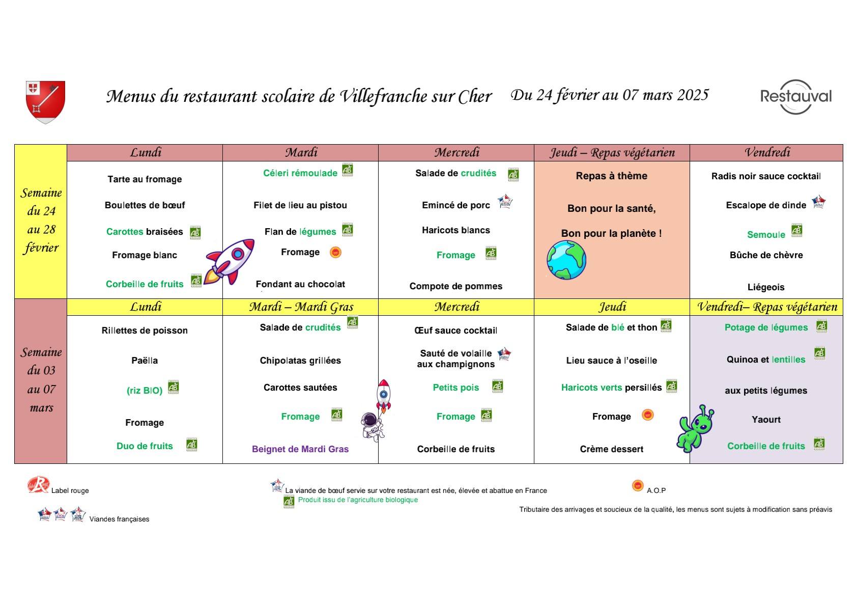 Cantine 2025 fev mars